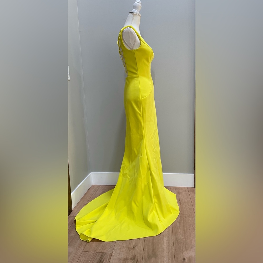 🌟3x Host Pick🌟Women’s Yellow Ashley Lauren Long Prom Dress - Picture 9 of 9